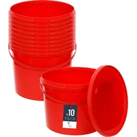 Benbow Eimer mit Deckel 10l Rot - lebensmittelecht, stabil,