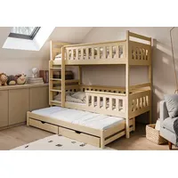 Kids Collective Hochbett 90x200 mit Ausziehbett Etagenbett mit Ausziehfunktion,