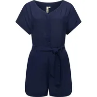 Ragwear Jumpsuit Salwin Solid Kurzer Overall mit Taillen-Bindeband blau