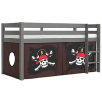 58 aufm Kessel KINDERBETT Karolina 210x114x106 Massivholz Grau Textilset