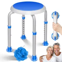 Kesser KESSER® Duschhocker höhenverstellbar 8 Stufen Leichter Badhocker rutschfeste