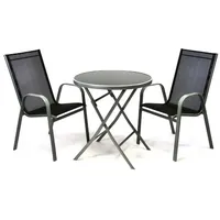 VCM 3-tlg. Set Gartenmöbel Sitzgruppe Tisch Stuhl