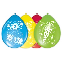 Folat 8 Luftballons farbl. sort. Schulanfang Einschulung erster Schultag