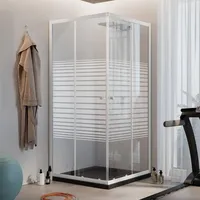Idralite Duschkabine Weiß 80x80 cm H185 mit Milchglas Streifen