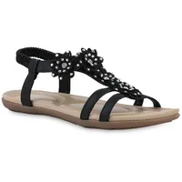 Stiefelparadies Damen Riemchensandalen in Schwarz