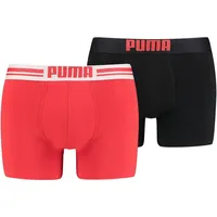 Puma 2P Everyday Placed Logo Boxer Schwarz/Rot Baumwolle, Medium