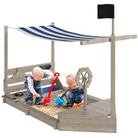 Outsunny Sandkasten Sandkiste groß mit Abdeckung im Schiff Design