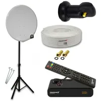 PremiumX Camping Komplett Sat Anlage 45cm Satelliten-Schüssel Single LNB