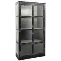 MASSIVMOEBEL24.DE Loft Industrial Style Vitrine Eisen und Massivholz Mango