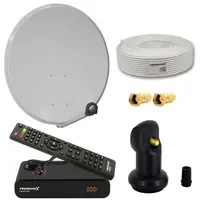 PremiumX Satelliten-Komplettanlage 60cm Satellitenschüssel Single LNB 10m Antennen-Kabel FullHD