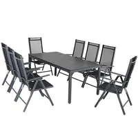 CASARIA Gartensitzgruppe Bern 9-tlg 8 Personen Anthrazit Alu WPC