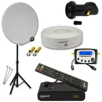 PremiumX Camping Komplett HD SAT Anlage 45cm Satelliten-Schüssel Single