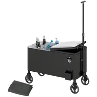 Outsunny 76L Kühlwagen Servierwagen mit Rädern Flaschenöffner Deckel Griffe