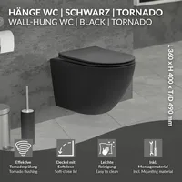 Luxebath Wand Hänge WC Spülrandlos Schwarz Matt Kurz 49cm