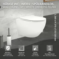 Luxebath Spülrandlos Hänge WC Nano Beschichtung Weiß Matt WC-Sitz