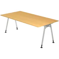 Bümö Schreibtisch Serie-A - Nachbildung: Buche, Holzwerkstoff, Nachbildung,Buche, Rechteckig,