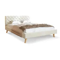 Fdm Polsterbett Creme, Holz, Birke, Rechteckig, 160x200 cm Schlafzimmer,