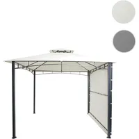 Mendler Pergola HWC-F94, Garten Pavillon, Stahl bewegliche Seitenwand 2,5x2,5m