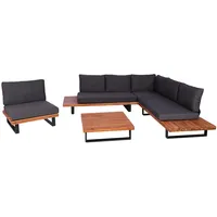 Mendler HWC-H54 Lounge-Set Sofa braun/dunkelgrau