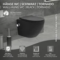 Luxebath Wand WC Spülrandlos mit Bidet-Funktion Schwarz Matt Kurz