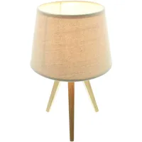 Dekoleidenschaft Tisch Lampe Leuchte "Nature" Holz, Schirm in Leinen