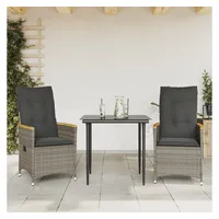 VidaXL Gartensessel mit Kissen 2 Stk. Verstellbar Grau Poly
