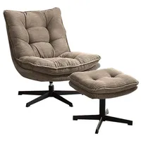 PRO.COM Relaxsessel mit Hocker KASPER, Taupe Cordbezug - Metallgestell