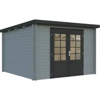 Palmako Gartenhaus Ella 8,7 m2 - 28 mm hellgrau/anthrazit