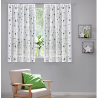 Heimtexland ® Vorhang Leinen-Optik Kinderzimmer Deko Gardine Sterne halbtransparent