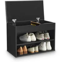 Juskys Schuhregal mit Klappdeckel und gepolstertem Sitz 60x30x44 cm