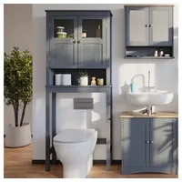 Vicco Toilettenschrank Grau, 69 x 171 cm