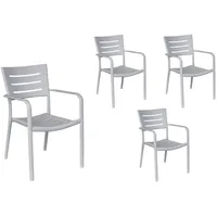 LC Garden »Vesta« 4er Set Gartenstühle grau Stapelstühle Bistrostühle