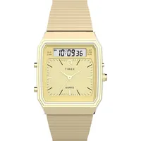 Timex Herren Analog-Digital Quarz Armbanduhr mit einem Edelstahlarmband Q