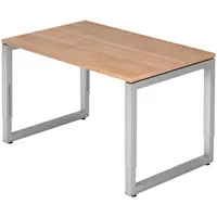 Bümö Schreibtisch Nussbaum, Silber, Holzwerkstoff, Nachbildung,Nussbaum, Rechteckig, 120x74x80 cm,