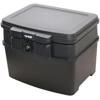 HMF 250453 Feuerfeste Wasserdichte Dokumentenbox DIN A4 Register, Schwarz