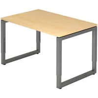 Bümö Schreibtisch Ahorn, Graphit Holzwerkstoff, Nachbildung,Ahorn, Rechteckig, 120x74x80 cm,