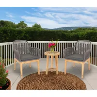 Mendler 2er-Set Gartenstuhl HWC-H56b, Sessel Outdoor, wetterfest Seilgeflecht Holz