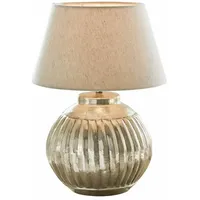 Loberon Tischlampe Lillemor, Aluminium, Baumwolle, Leinen, H/Ø ca. 42/30
