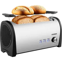 Steinborg Toaster 4 Scheiben mit Brötchenaufsatz Toaster Schwarz Digitales
