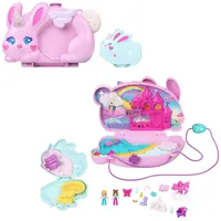 POLLY POCKET 2-in-1-Bunny Fun Schatulle, tragbares Taschen-Spielset mit 2
