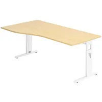 Bümö Schreibtisch Ahorn, weiß Holzwerkstoff, Nachbildung,Ahorn, Rechteckig, 180x74x100 cm,