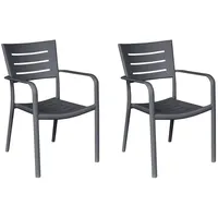 LC Garden »Vesta« 2er Set Gartenstühle anthrazit Stapelstühle Bistrostühle