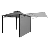 Mendler Pergola HWC-F94, Garten Pavillon, Stahl bewegliche Seitenwand 2,5x2,5m