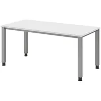 Bümö Schreibtisch Weiß, Holzwerkstoff, Nachbildung: Rechteckig, 160x74x80 cm FSC