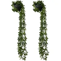 Relaxdays künstliche Hängepflanzen im 2er Set, hängende Kunstpflanzen im