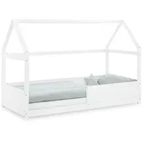 Homestyle4u Hausbett 90 x 200 cm Kiefer massiv weiß