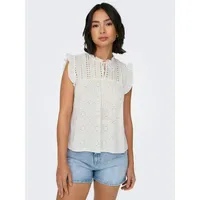 Only Blusenshirt mit Lochstickerei Weiß S