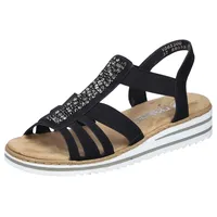 Rieker Keilsandalette RIEKER, Damen, Gr. 39, schwarz, Lederimitat, Schuhe,