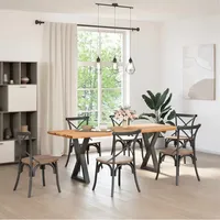 VidaXL Esstisch mit Baumkanten Hellbraun 220x80x74 cm Massivholz Eiche