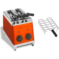Milantoast 2-er Toaster mit Zangen mit Brötchenaufsatz Farbe:Orange
